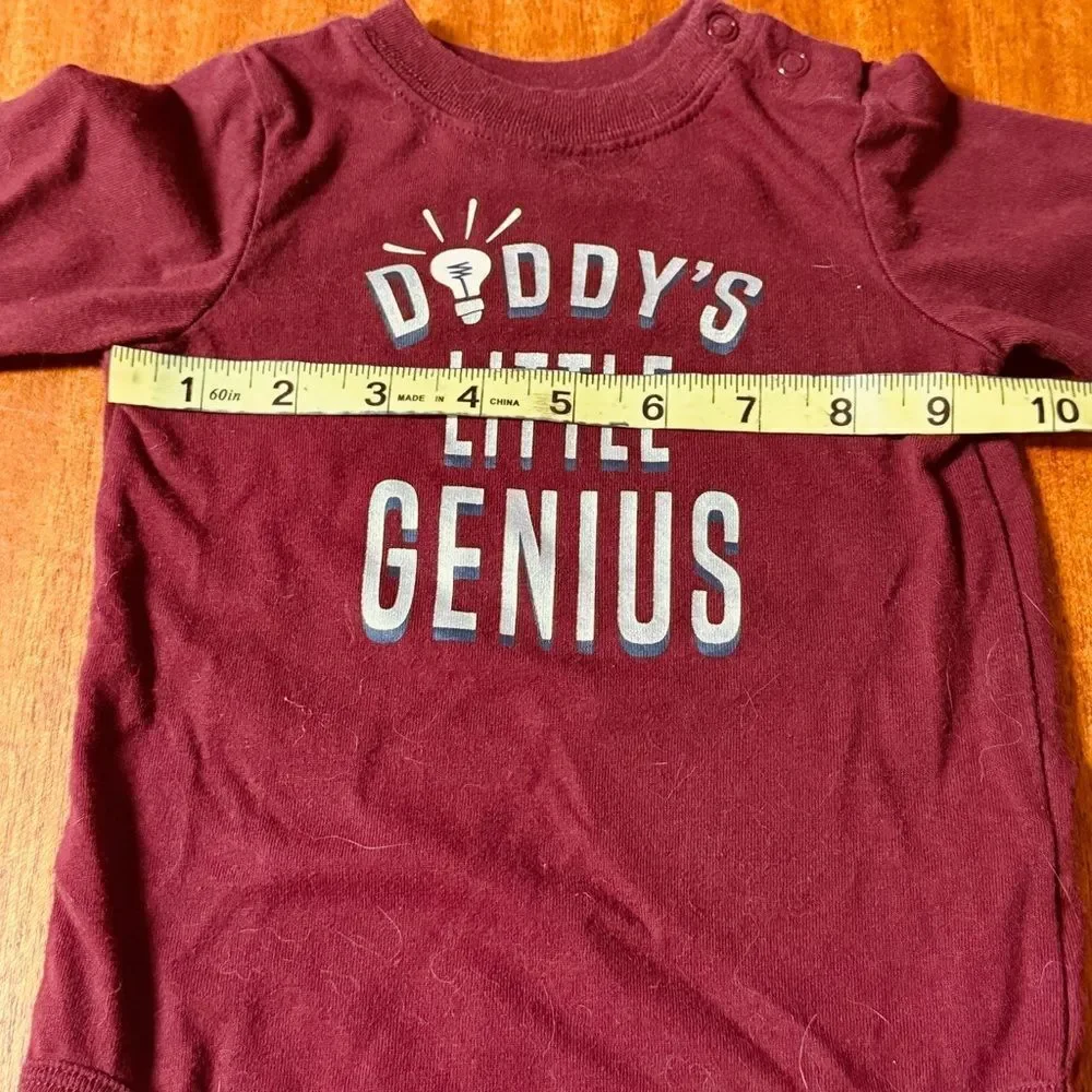 Garanimals Daddy's Little Genius Maroon Baby Onesie 18 Month